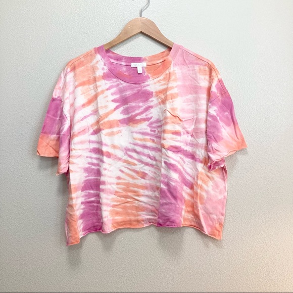 NEW! Abound Pink Tye Dye Cropped Tee S - Picture 4 of 7